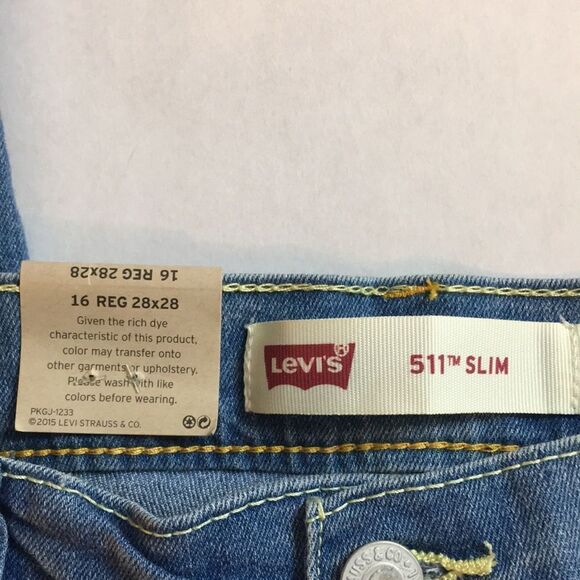 NWT Levi's Boy’s Jeans 511 Slim from Hip to Ankle Stretch 91R511-L3J Sz 16 28x28 - Picture 4 of 16